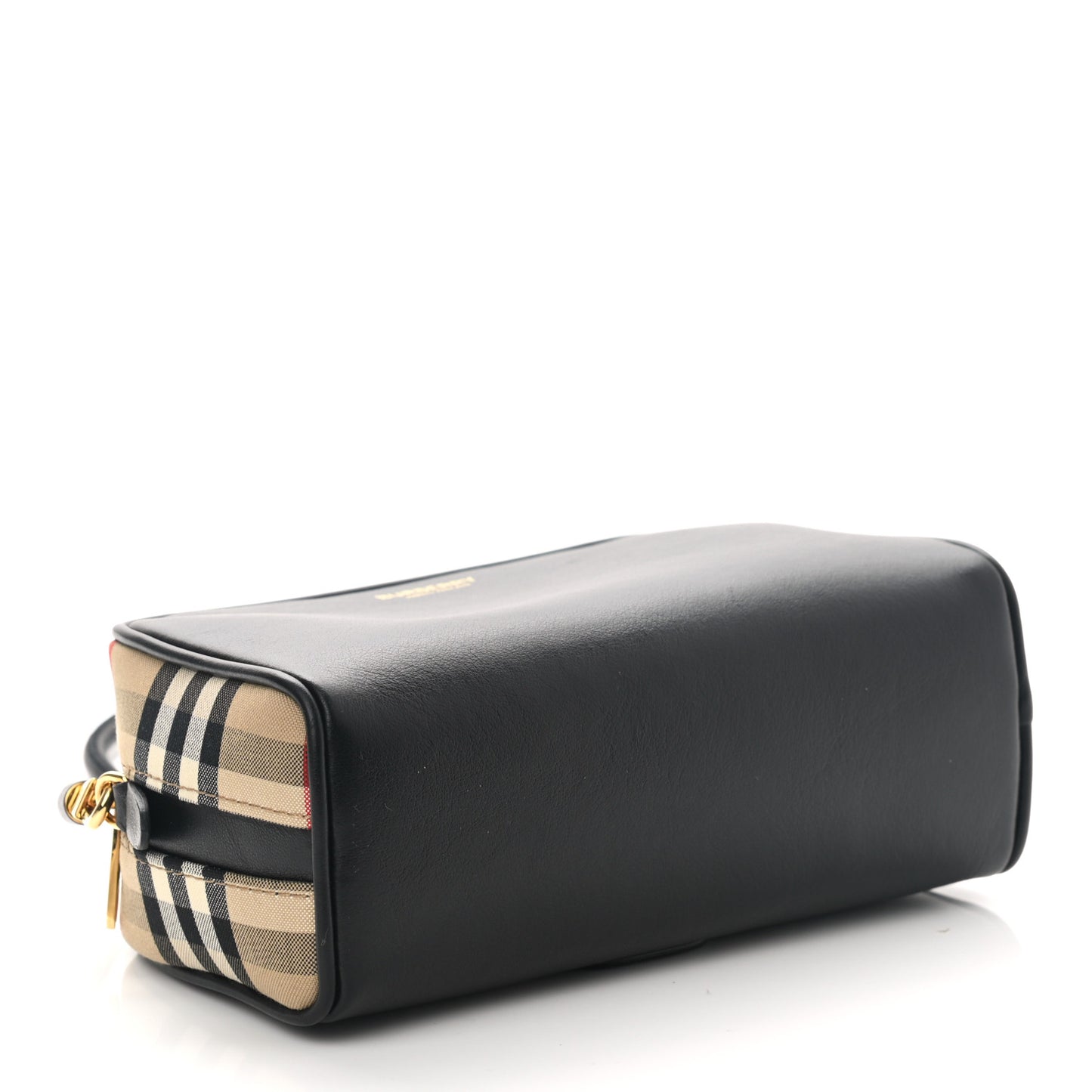 Calfskin Vintage Check Half Cube Crossbody Bag Black