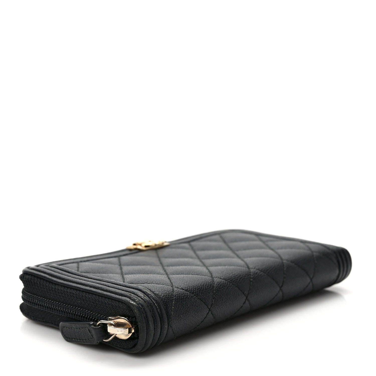 Chanel Caviar Quilted Boy Long Zip Around Wallet Black 4 of 7