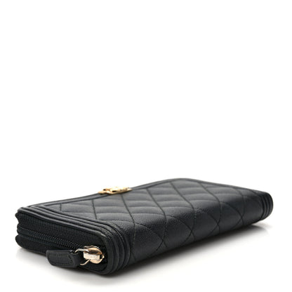 Chanel Caviar Quilted Boy Long Zip Around Wallet Black 4 of 7