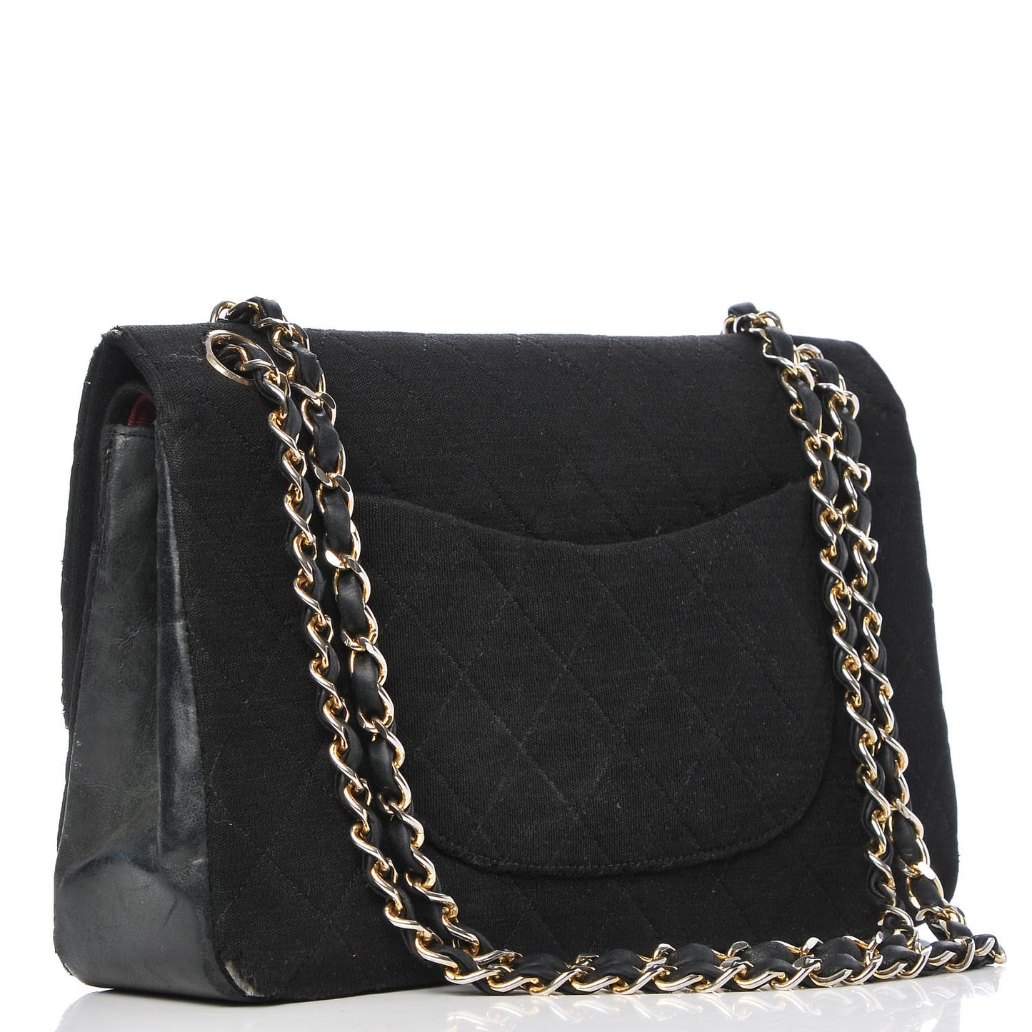 Jersey Quilted Medium Double Flap Black