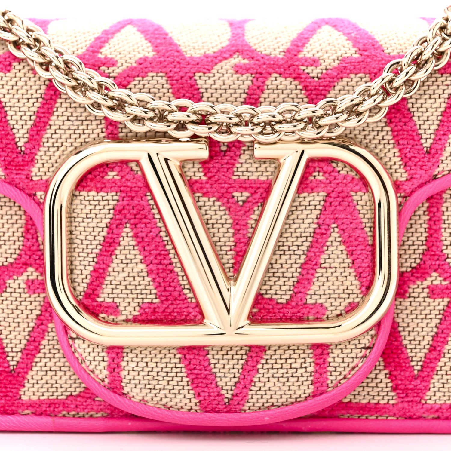 Valentino Garavani Toile Iconographe Goatskin Vlogo Small Loco Shoulder Bag Natural Pink PP 8 of 10