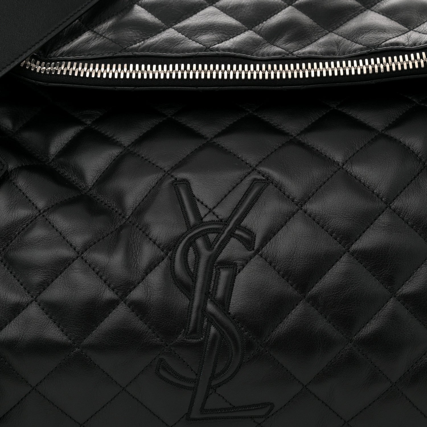 Saint Laurent Calfskin Quilted ES Giant Travel Bag Black 8 of 12