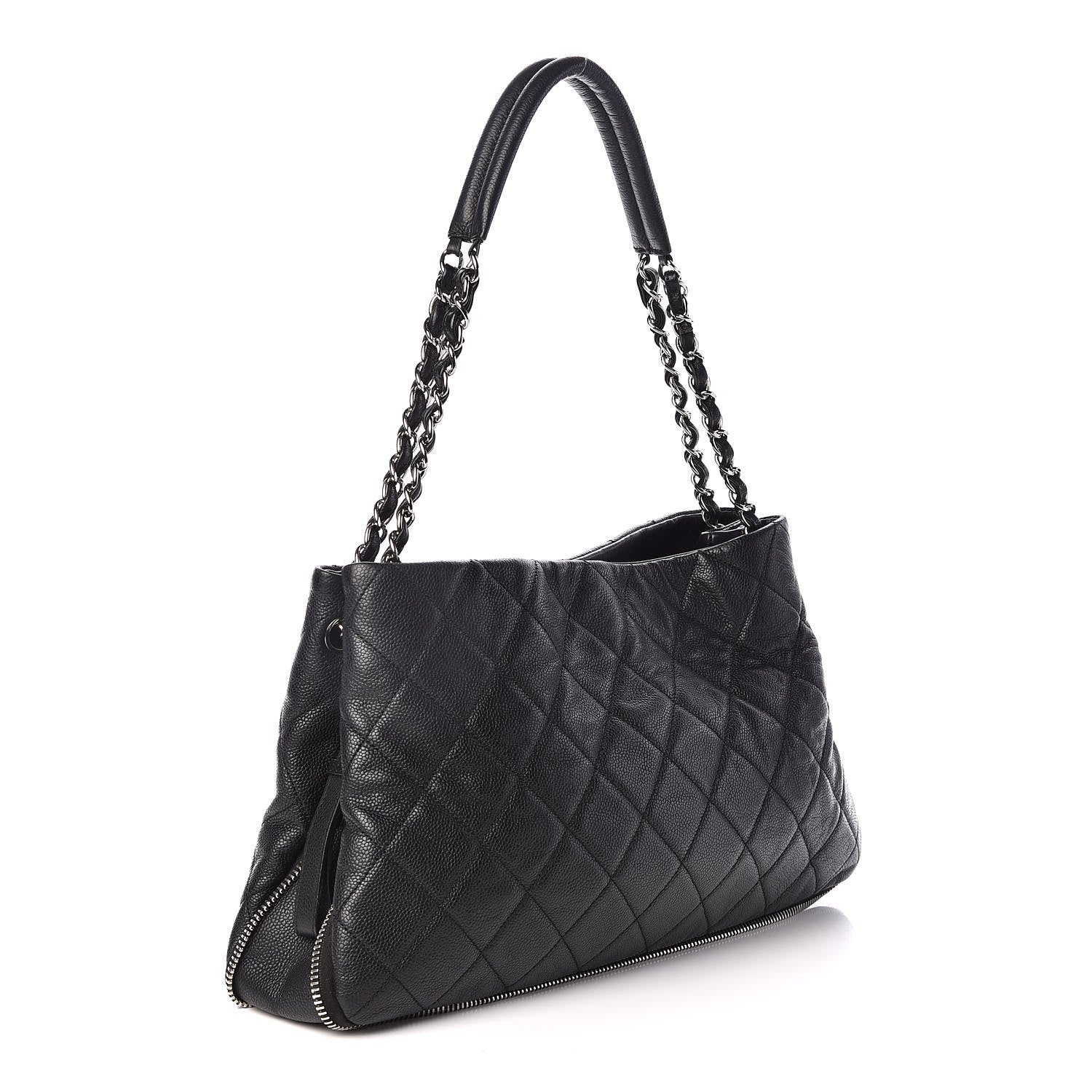 Chanel Caviar Quilted Expandable Zip Shoulder Bag Black 3 of 11
