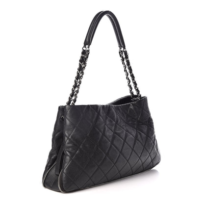 Chanel Caviar Quilted Expandable Zip Shoulder Bag Black 3 of 11