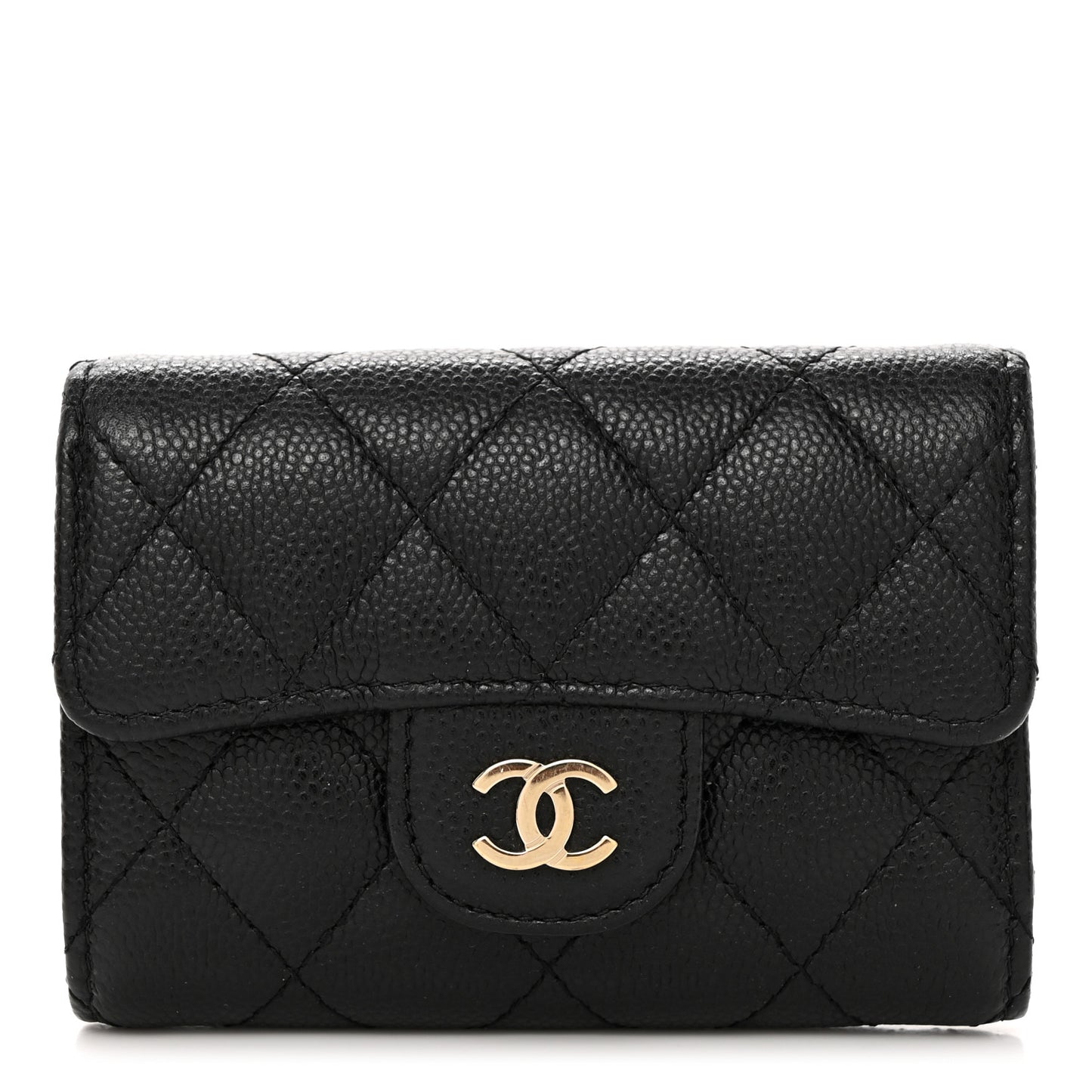 Caviar Quilted Classic 4 Key Holder Wallet Black