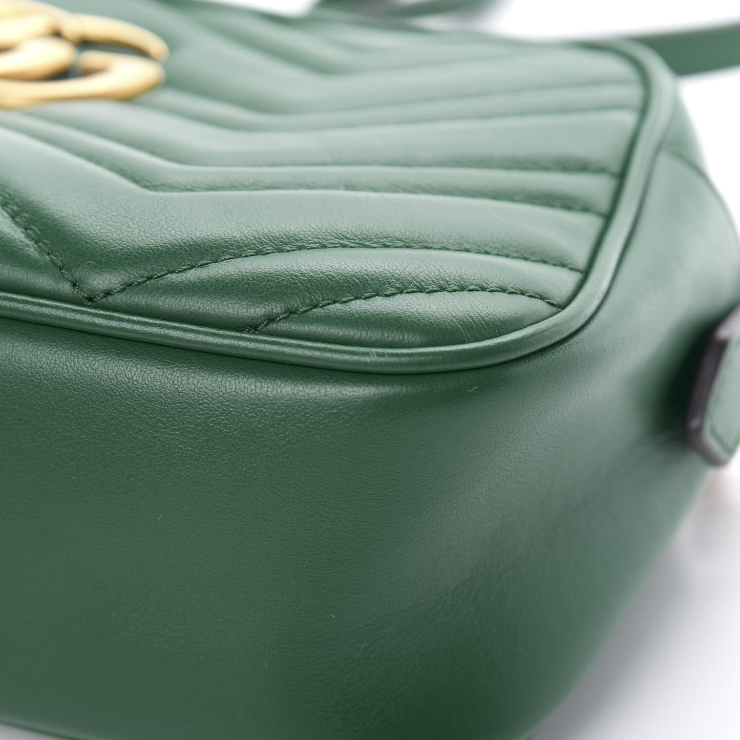 Calfskin Matelasse Small GG Marmont Chain Shoulder Bag Emerald Green