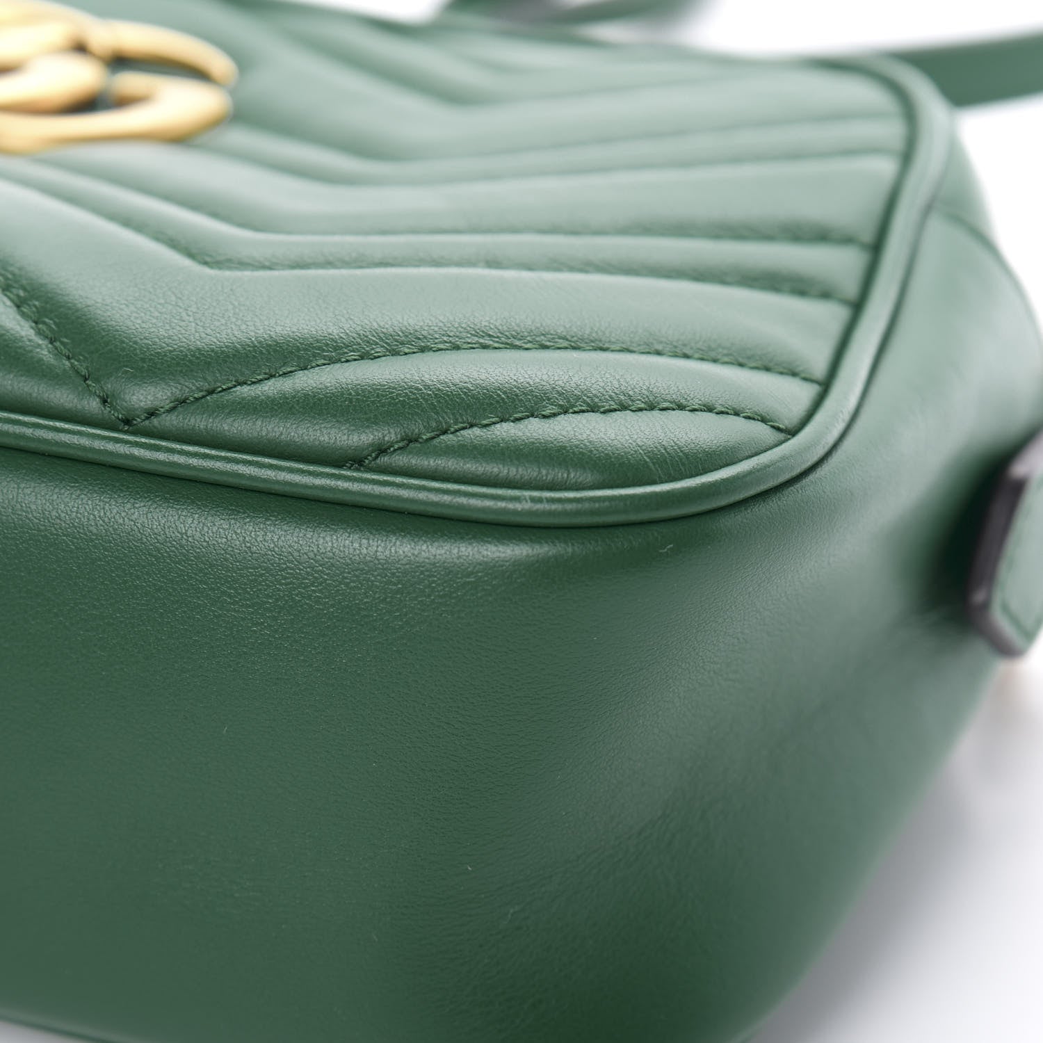 Gucci Calfskin Matelasse Small GG Marmont Chain Shoulder Bag Emerald Green 13 of 14