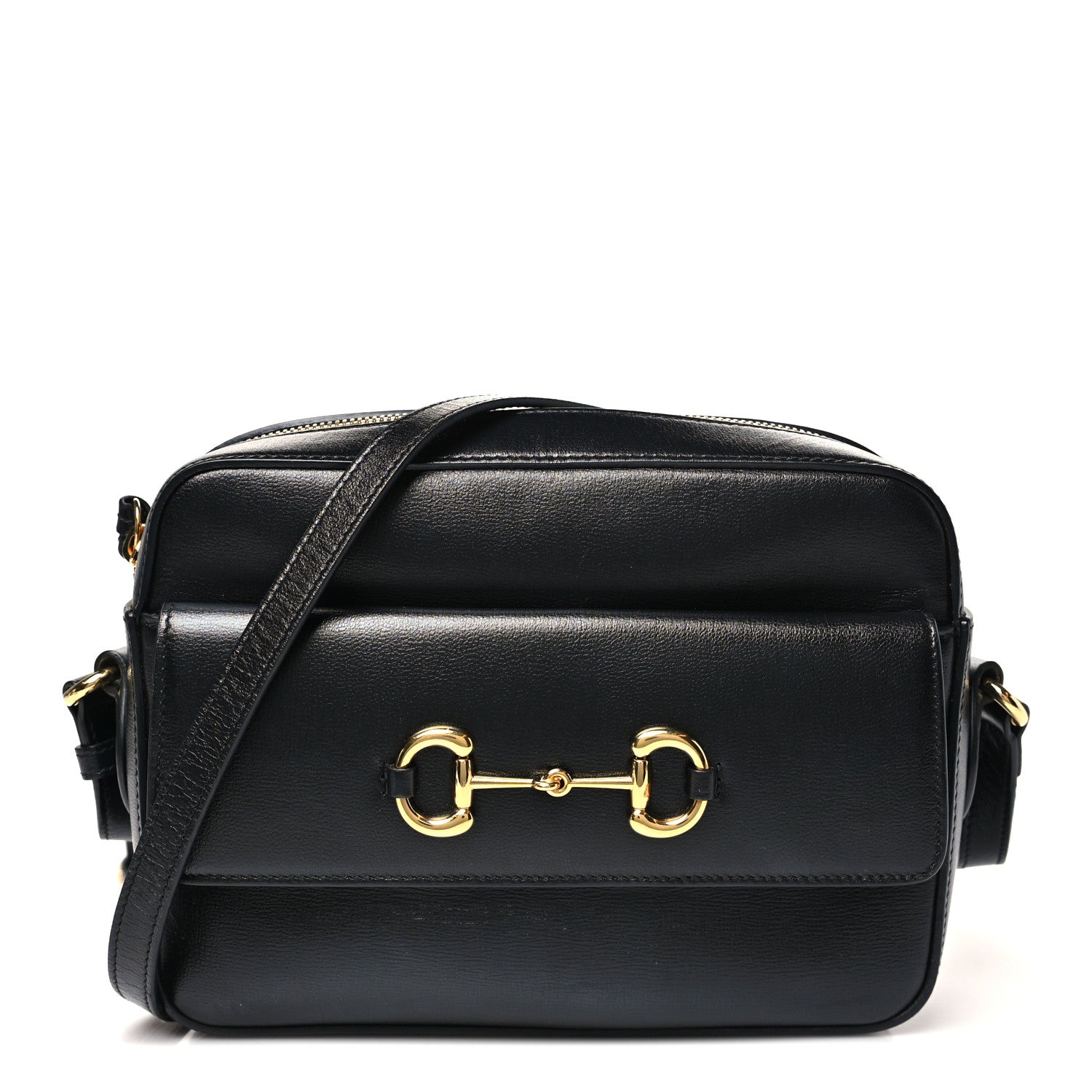Gucci Textured Calfskin Small Horsebit 1955 Shoulder Bag Black 1 of 10