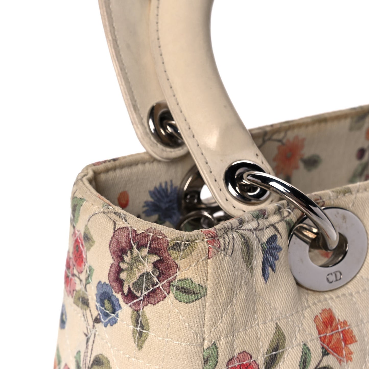 Canvas Nagoya Floral Medium Lady Dior White Multicolor