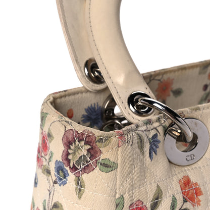 Christian Dior Canvas Nagoya Floral Medium Lady Dior White Multicolor 10 of 11