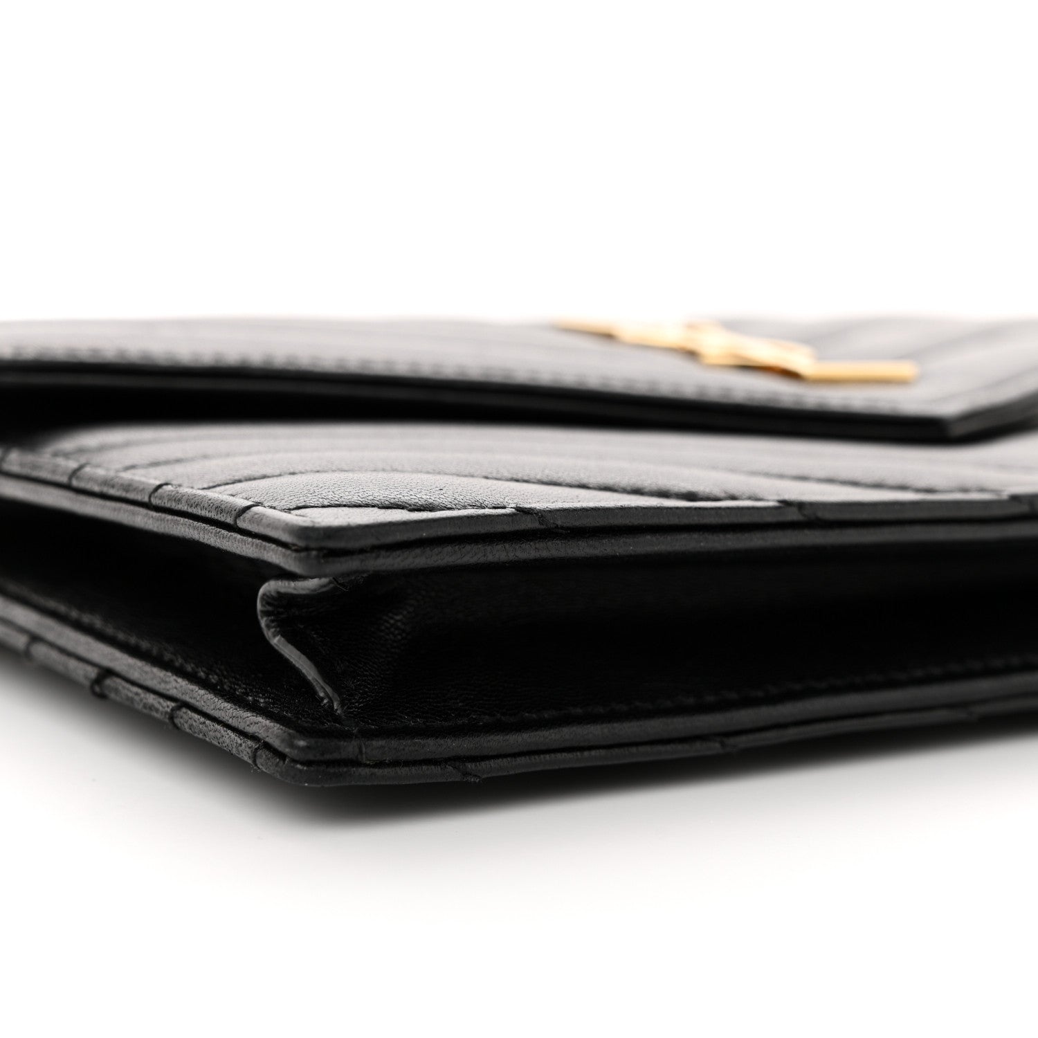 Saint Laurent Matelasse Chevron Monogram Envelope Chain Wallet Black 12 of 12