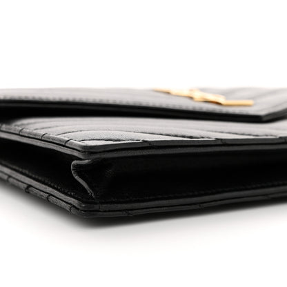 Saint Laurent Matelasse Chevron Monogram Envelope Chain Wallet Black 12 of 12