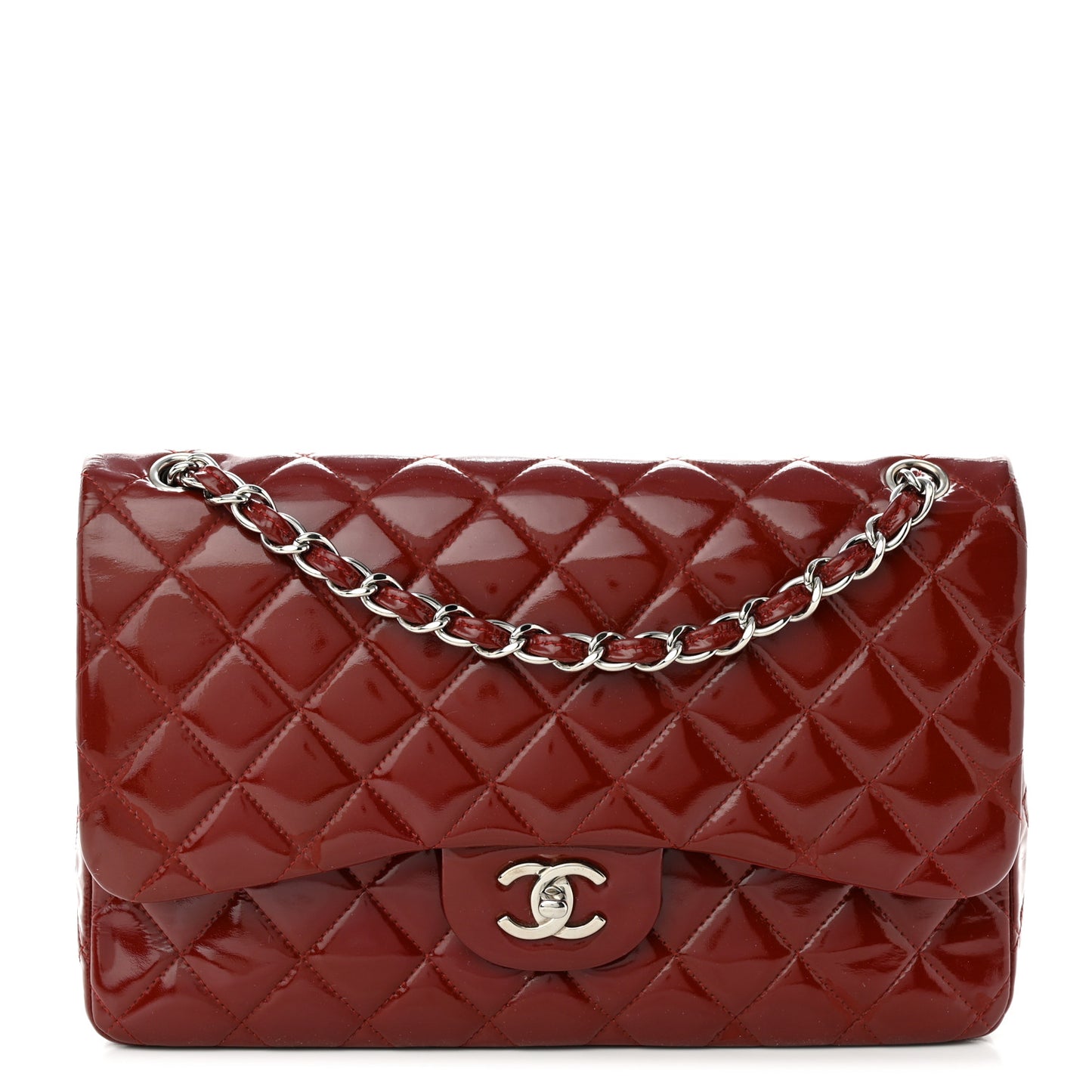 Patent Quilted Jumbo Double Flap Red