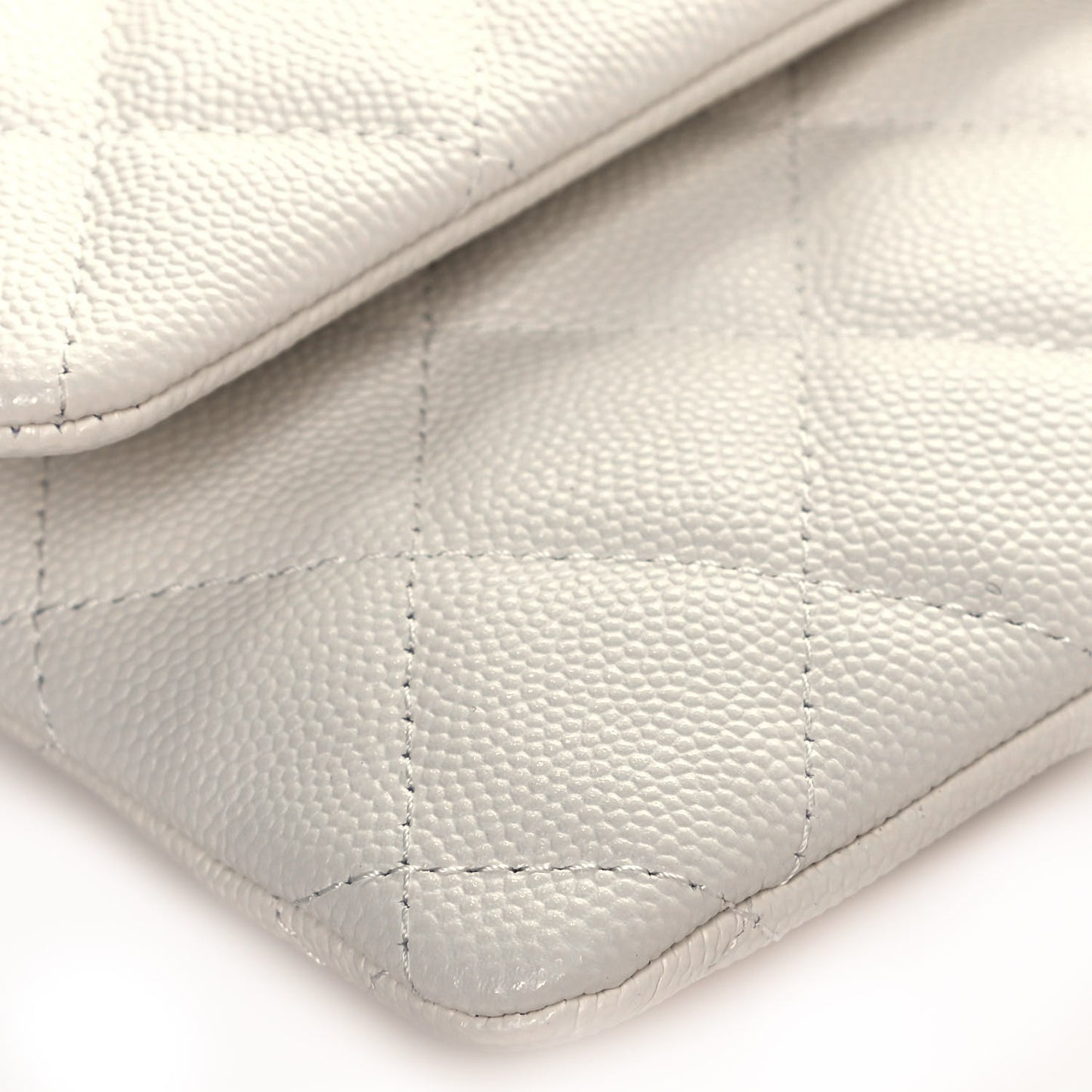 Caviar Quilted Flap Clutch White