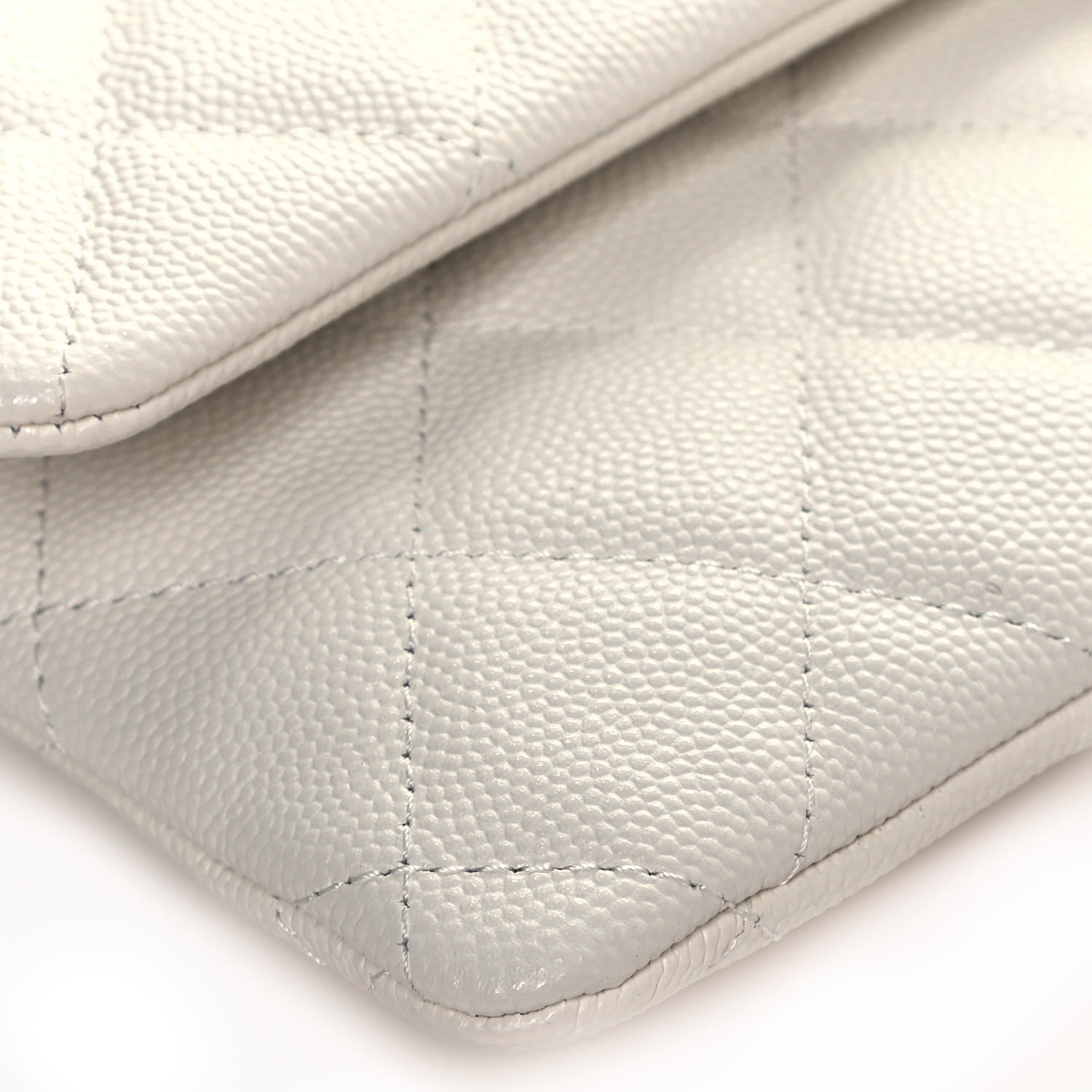 Chanel Caviar Quilted Flap Clutch White 10 of 14