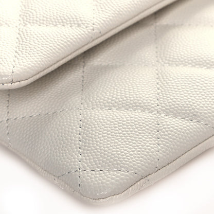 Chanel Caviar Quilted Flap Clutch White 10 of 14
