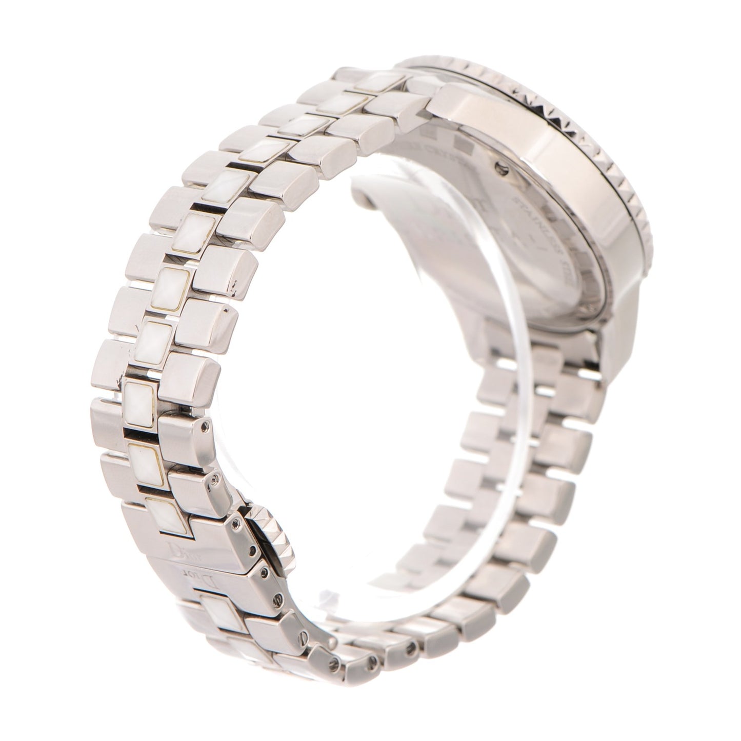 Stainless Steel Diamond Sapphire 33mm Christal Quartz Watch White