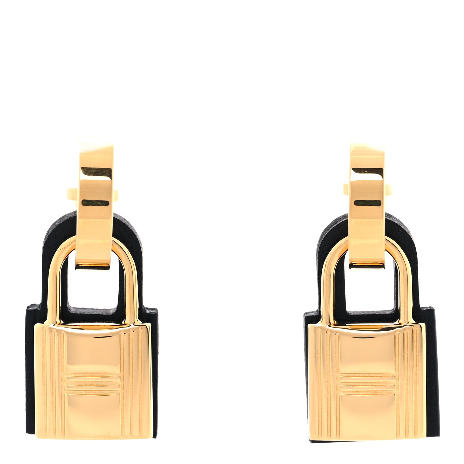 Hermes Gold Swift O'Kelly Earrings Black 1 of 7