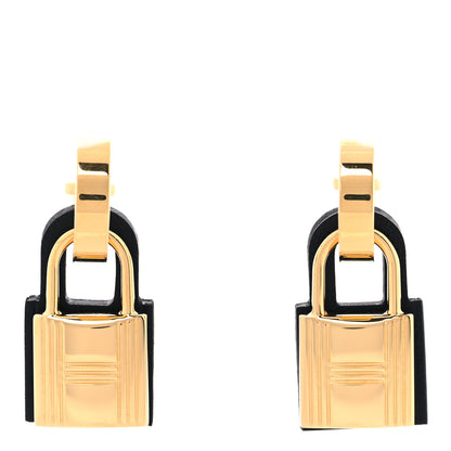 Hermes Gold Swift O'Kelly Earrings Black 1 of 7