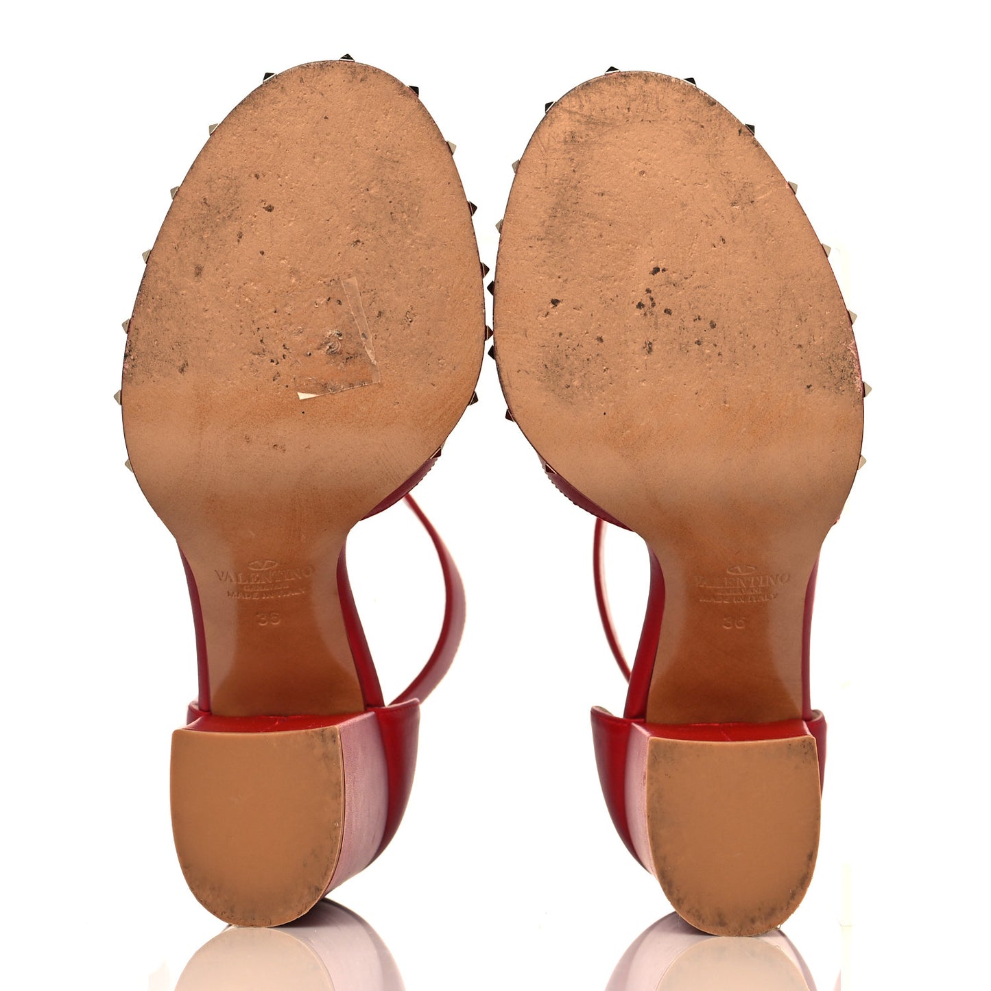 Calfskin Soul Rockstud Ankle Strap 105mm Sandals 36 Rosso Valentino
