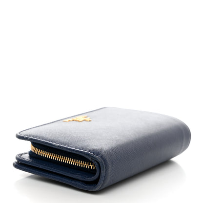 Prada Saffiano Metal Compact Wallet Bluette 4 of 15