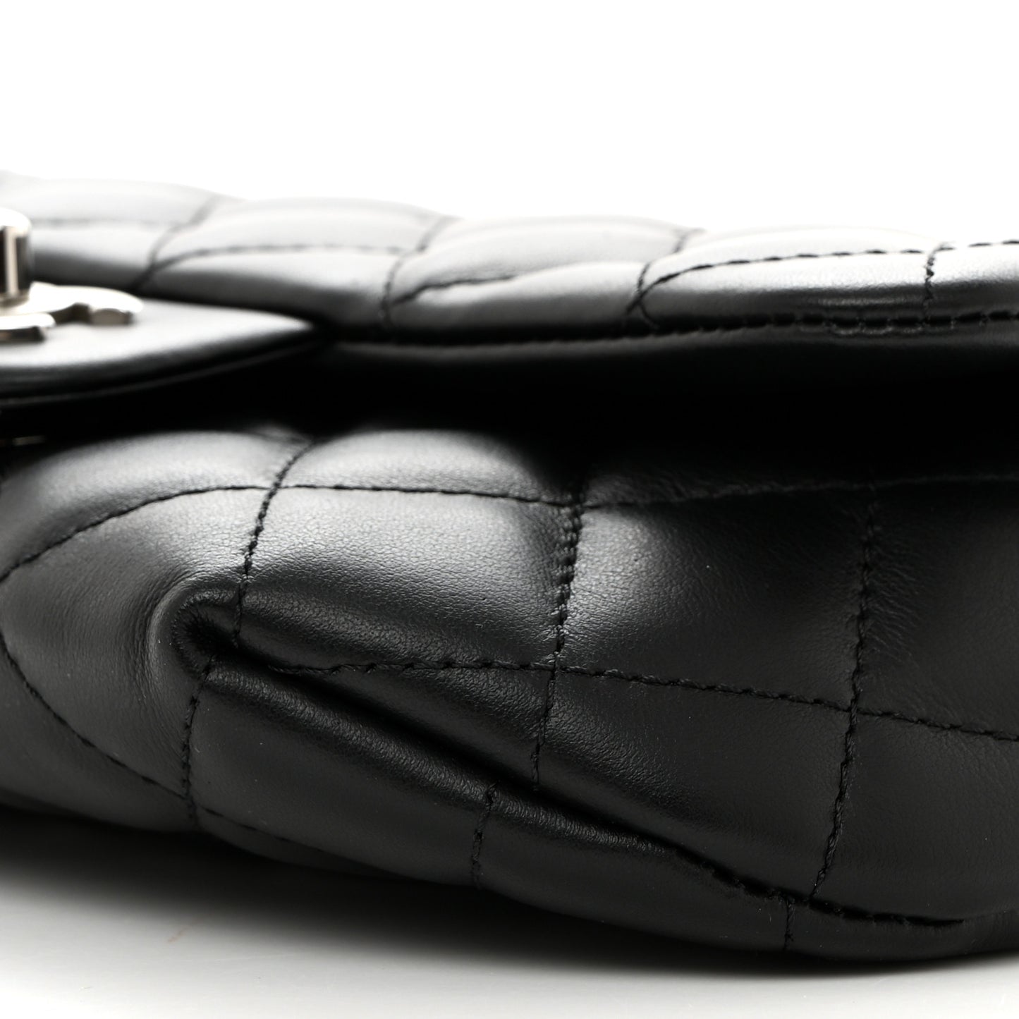 Calfskin Quilted CC Uniform Flap Belt Bag Black