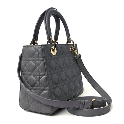 Christian Dior Lambskin Cannage Medium Lady Dior Grey 3 of 10