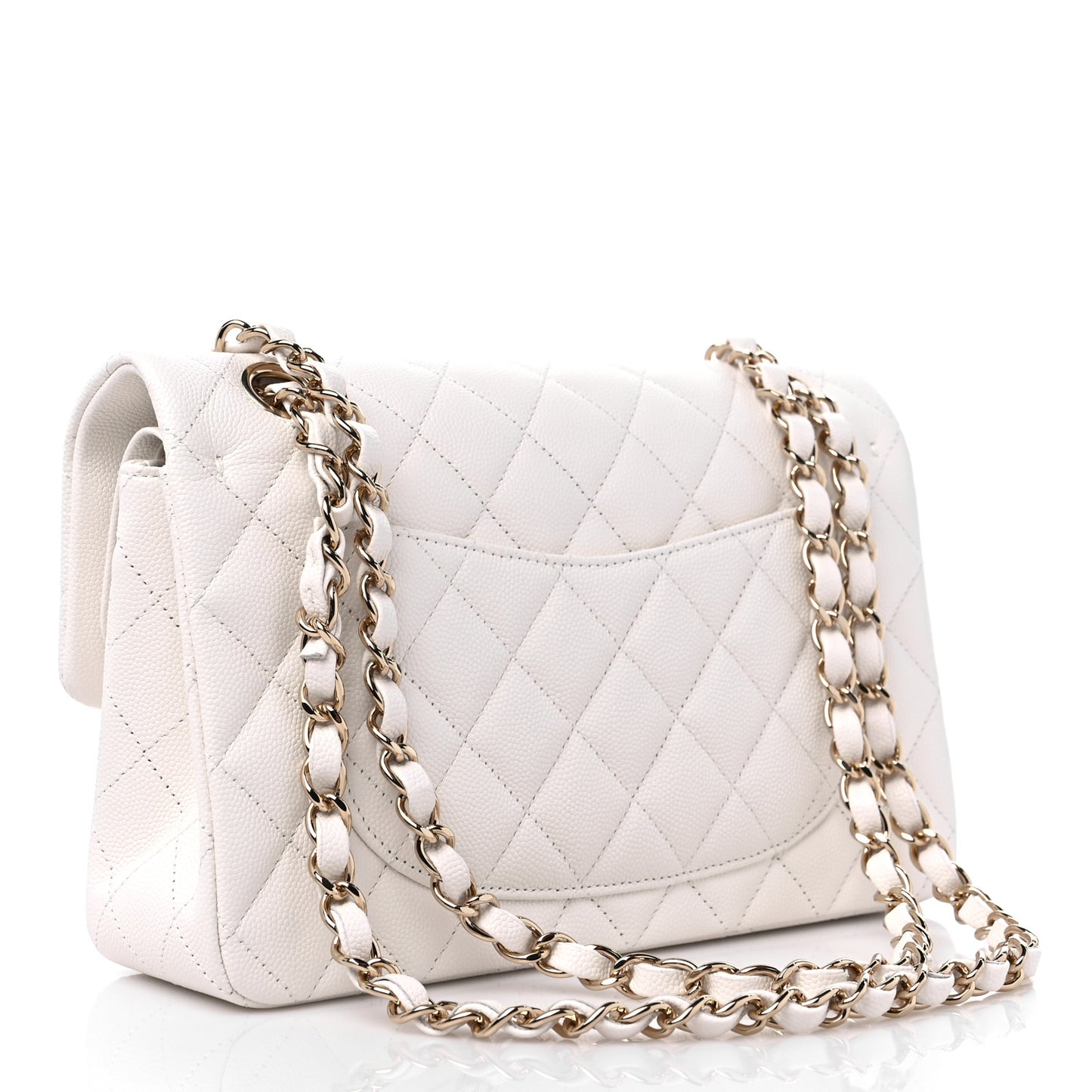 Caviar Quilted Small Double Flap White