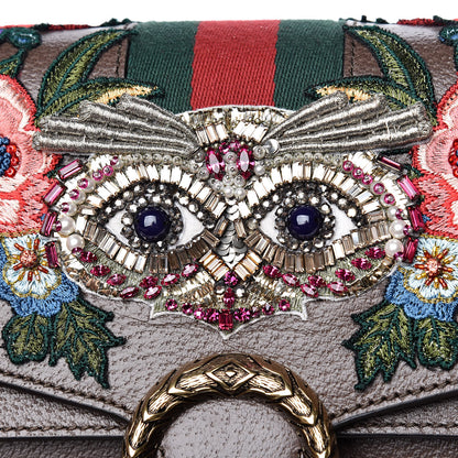 Gucci Calfskin Web Owl Embroidered Medium Dionysus Shoulder Bag New Acero Multicolor 10 of 13