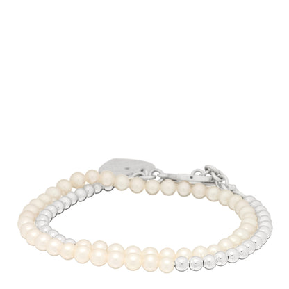 Tiffany Sterling Silver Pearl Diamond Return to Tiffany Wrap Bead Bracelet 2 of 4