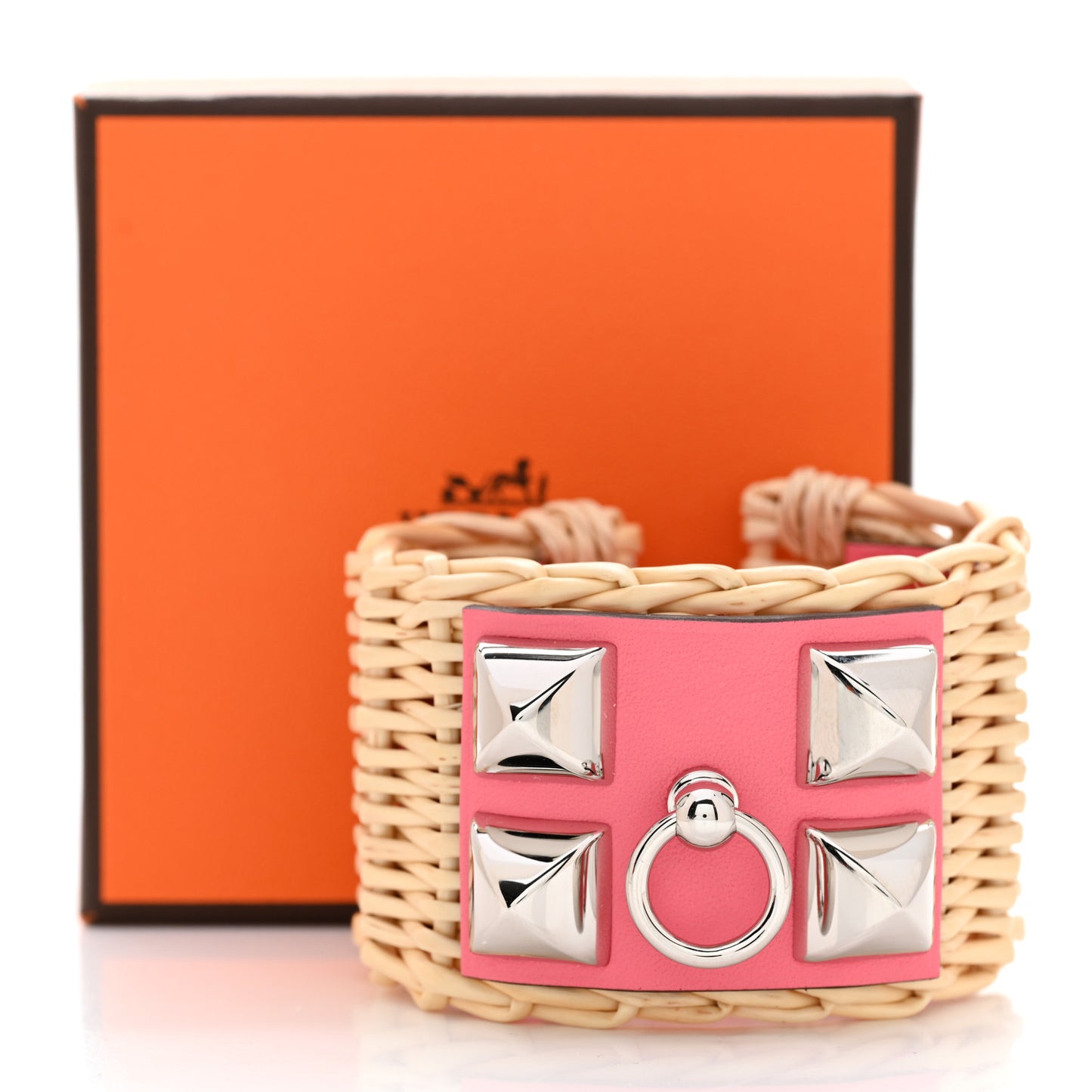 Wicker Barenia Medor Picnic Cuff Bracelet T2 Rose Azalee