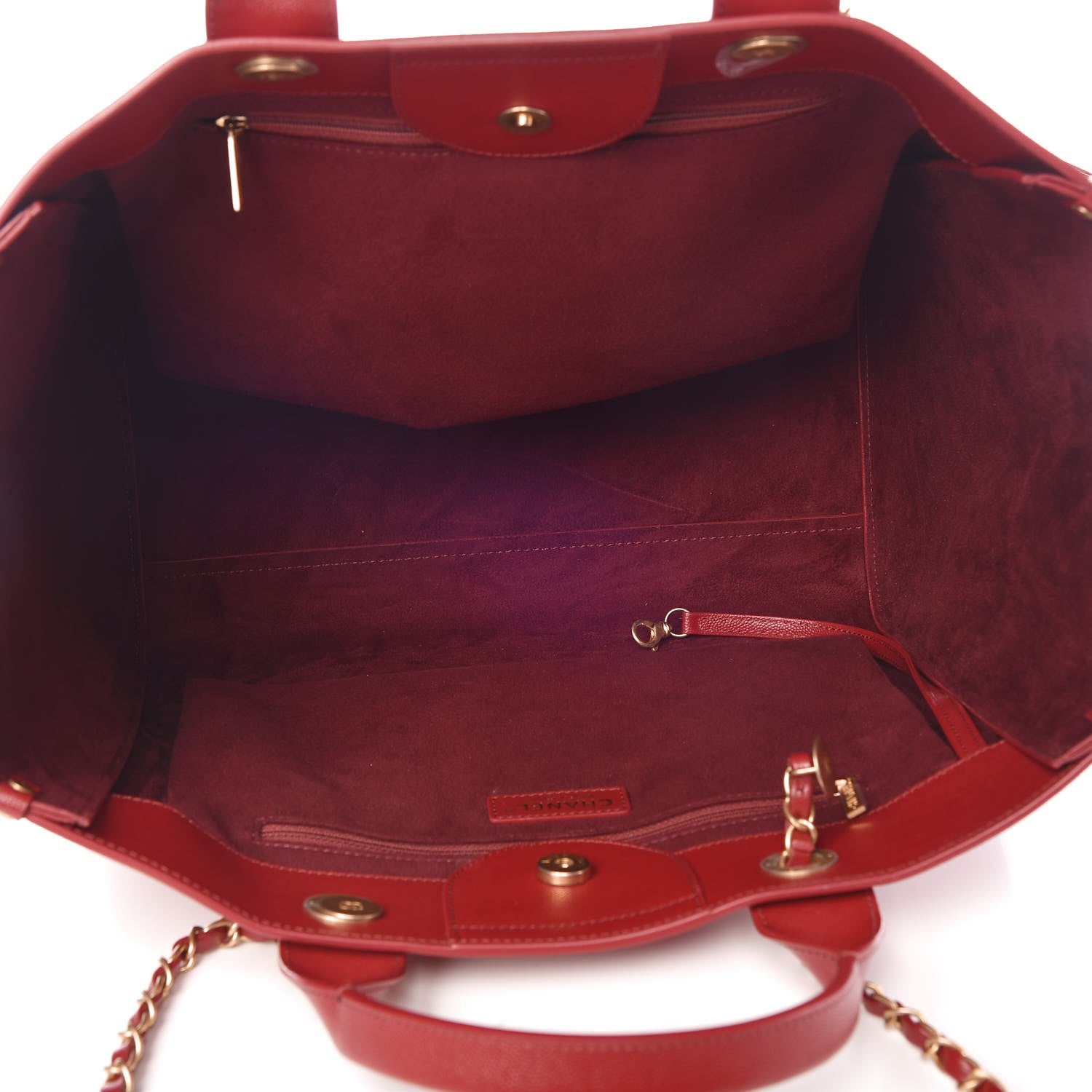 Chanel Caviar Large Studded Deauville Tote Red 5 of 10