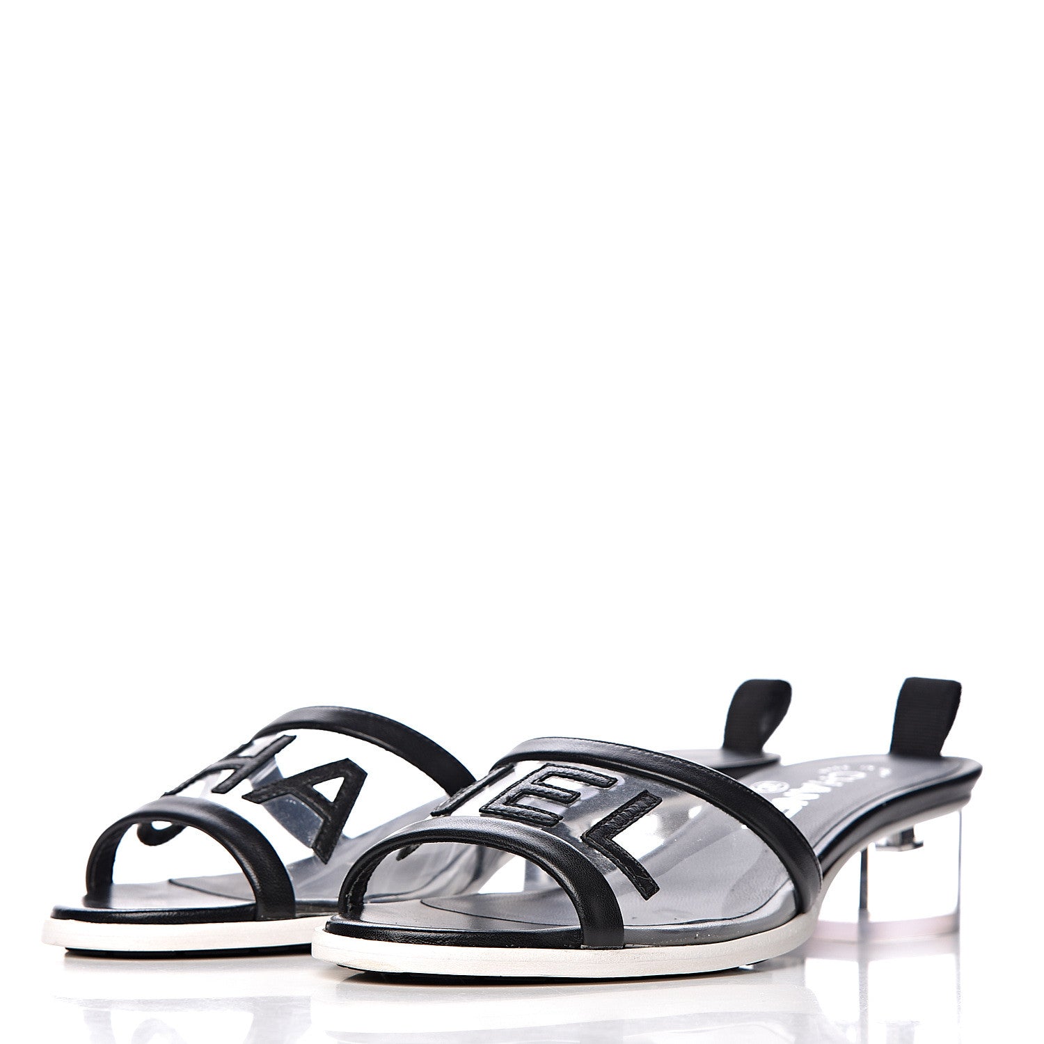 Chanel PVC Lambskin Logo Mules 36.5 Black 3 of 9