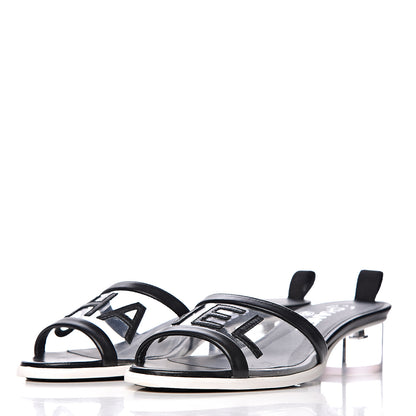 Chanel PVC Lambskin Logo Mules 36.5 Black 3 of 9