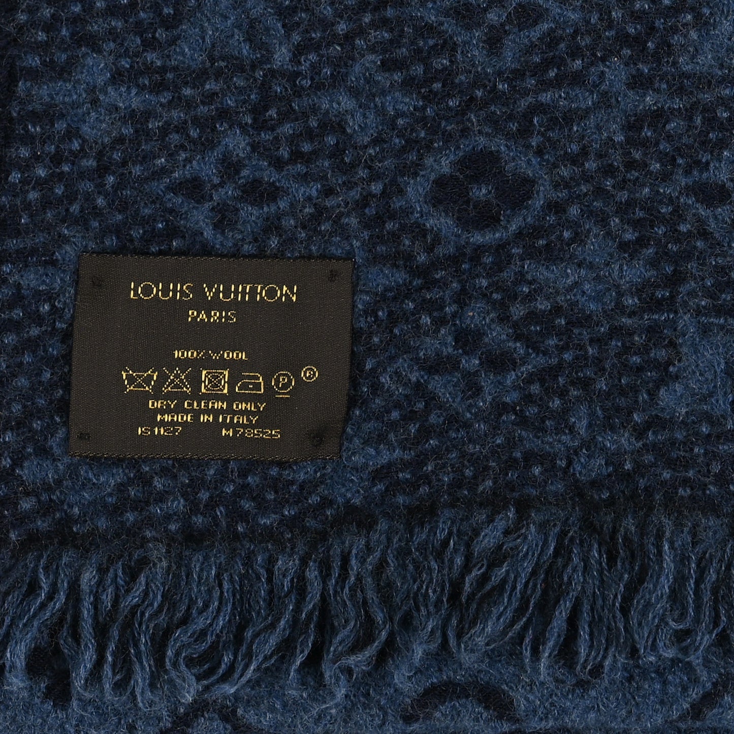 Wool Monogram Classic Scarf Navy Blue