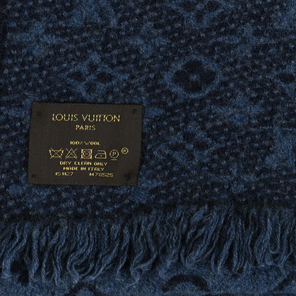 Louis Vuitton Wool Monogram Classic Scarf Navy Blue 3 of 3