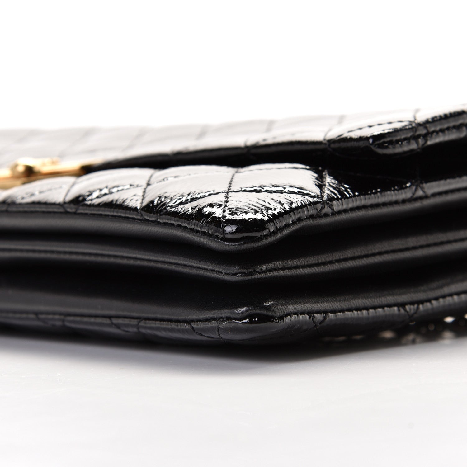 Chanel Patent Goatskin Quilted 3 Pocket Accordion Flap Black 5 of 10