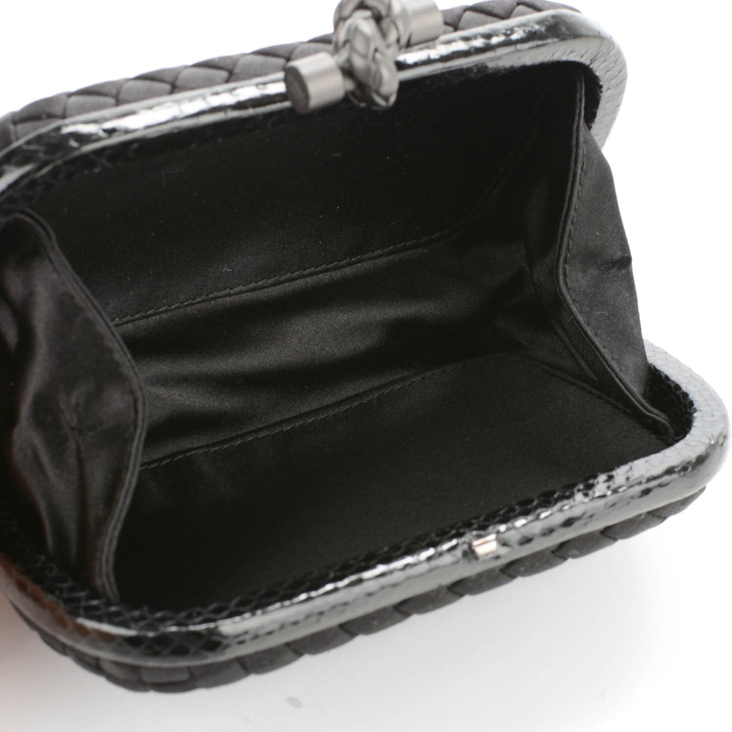 Satin Intreccio Impero Ayers Knot Clutch Black