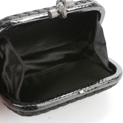Bottega Veneta Satin Intreccio Impero Ayers Knot Clutch Black 5 of 6