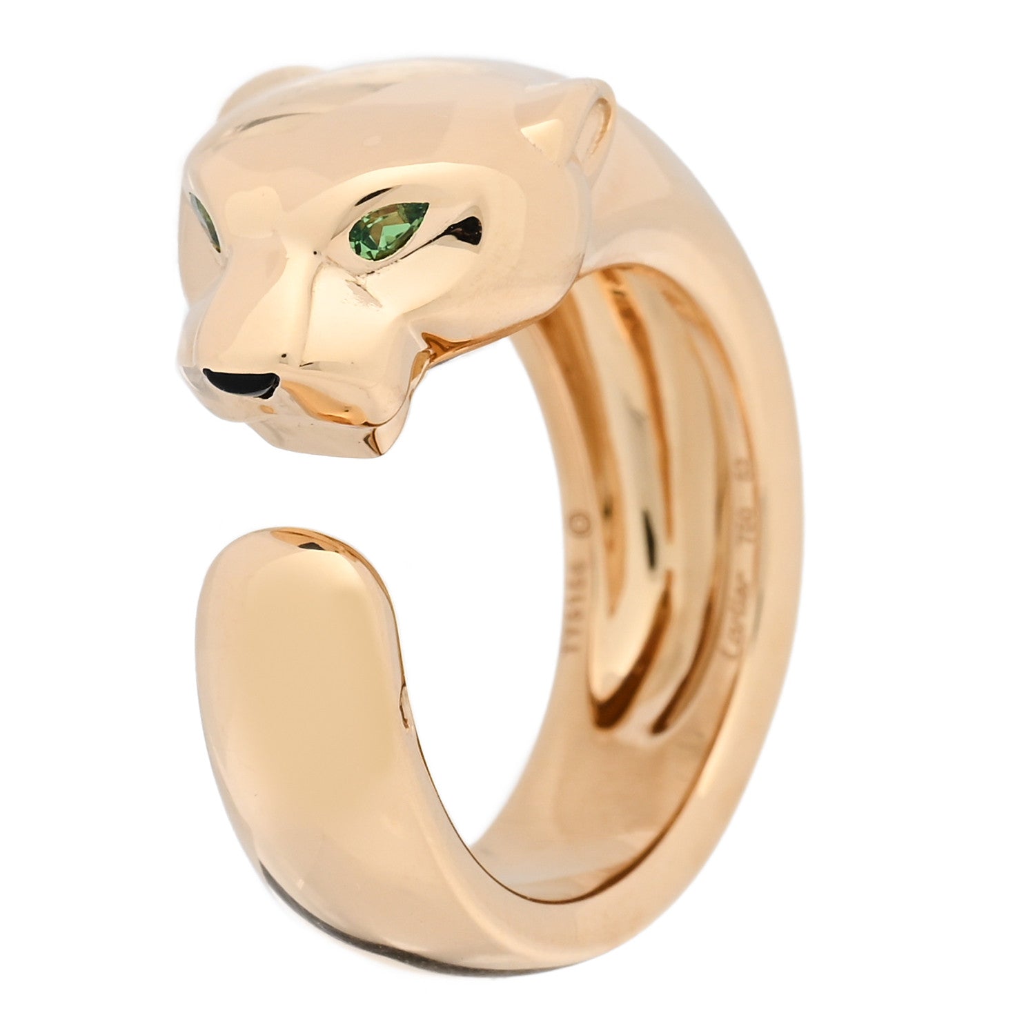 Cartier 18K Yellow Gold Tsavorite Onyx 11mm Panthere De Cartier Ring 52 6 1 of 6