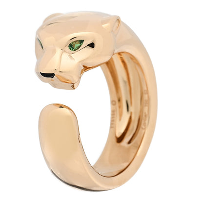 Cartier 18K Yellow Gold Tsavorite Onyx 11mm Panthere De Cartier Ring 52 6 1 of 6