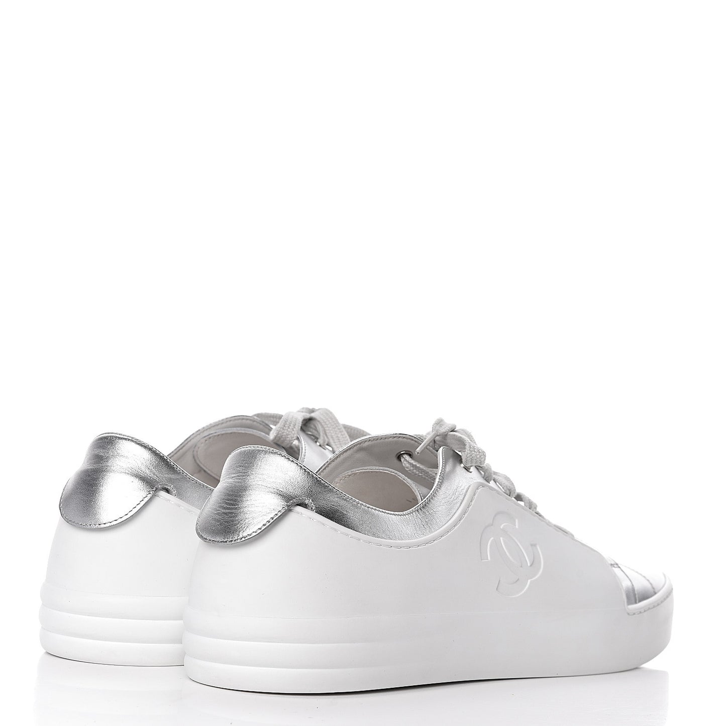 Iridescent Goatskin Mens Sneakers 45 White Silver