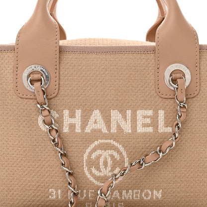 Chanel Canvas Deauville Small Bowling Bag Beige 8 of 13