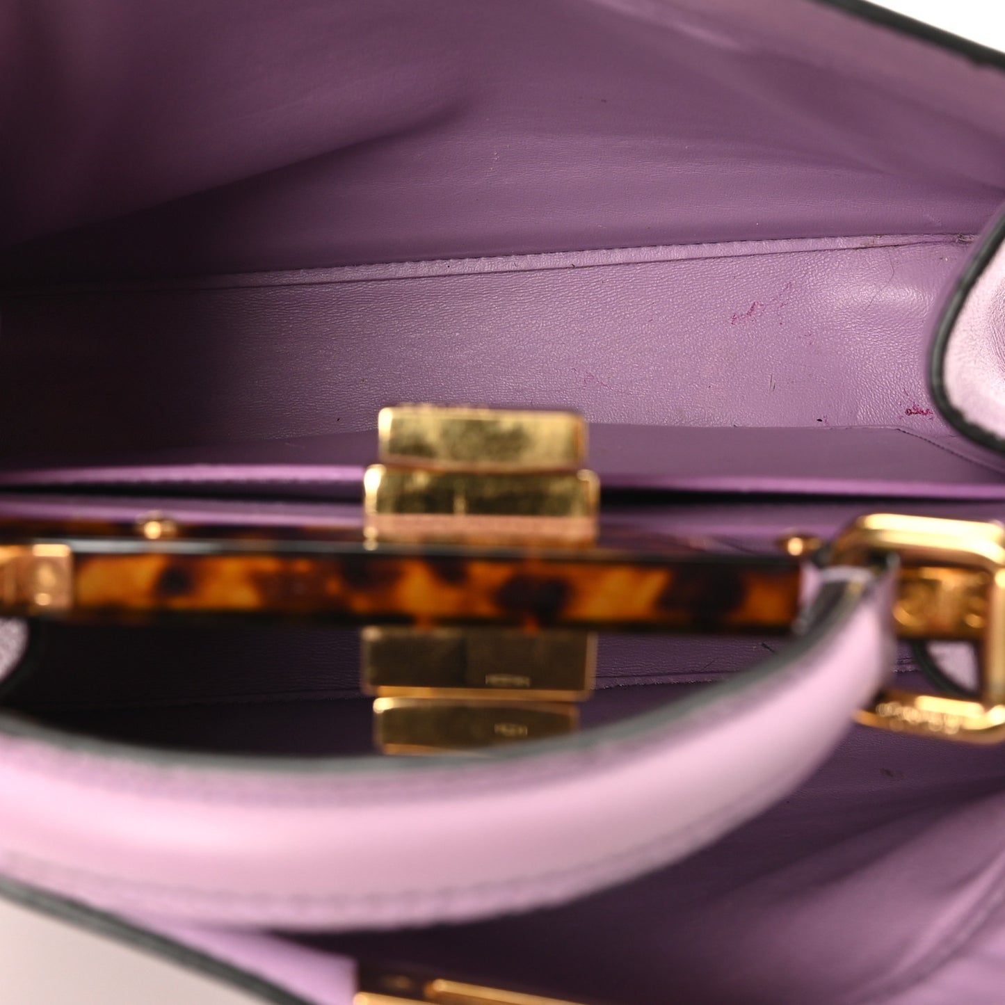 Vitello Seta Shiny Nappa Plexiglass Small Peekaboo I SEE U Satchel Violetta
