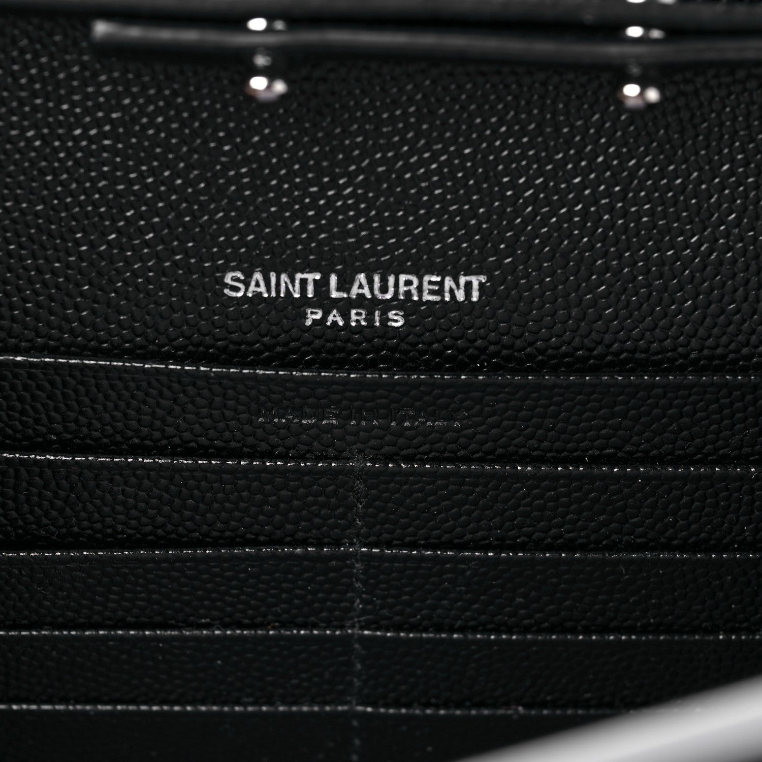 Saint Laurent Grain De Poudre Matelasse Chevron Monogram Chain Wallet Black 6 of 9