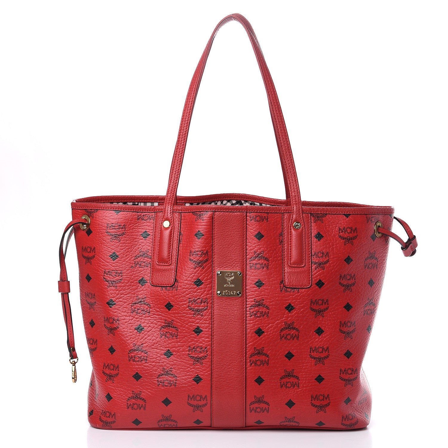 MCM Visetos Medium Liz Reversible Shopper Tote Ruby Red 3 of 21