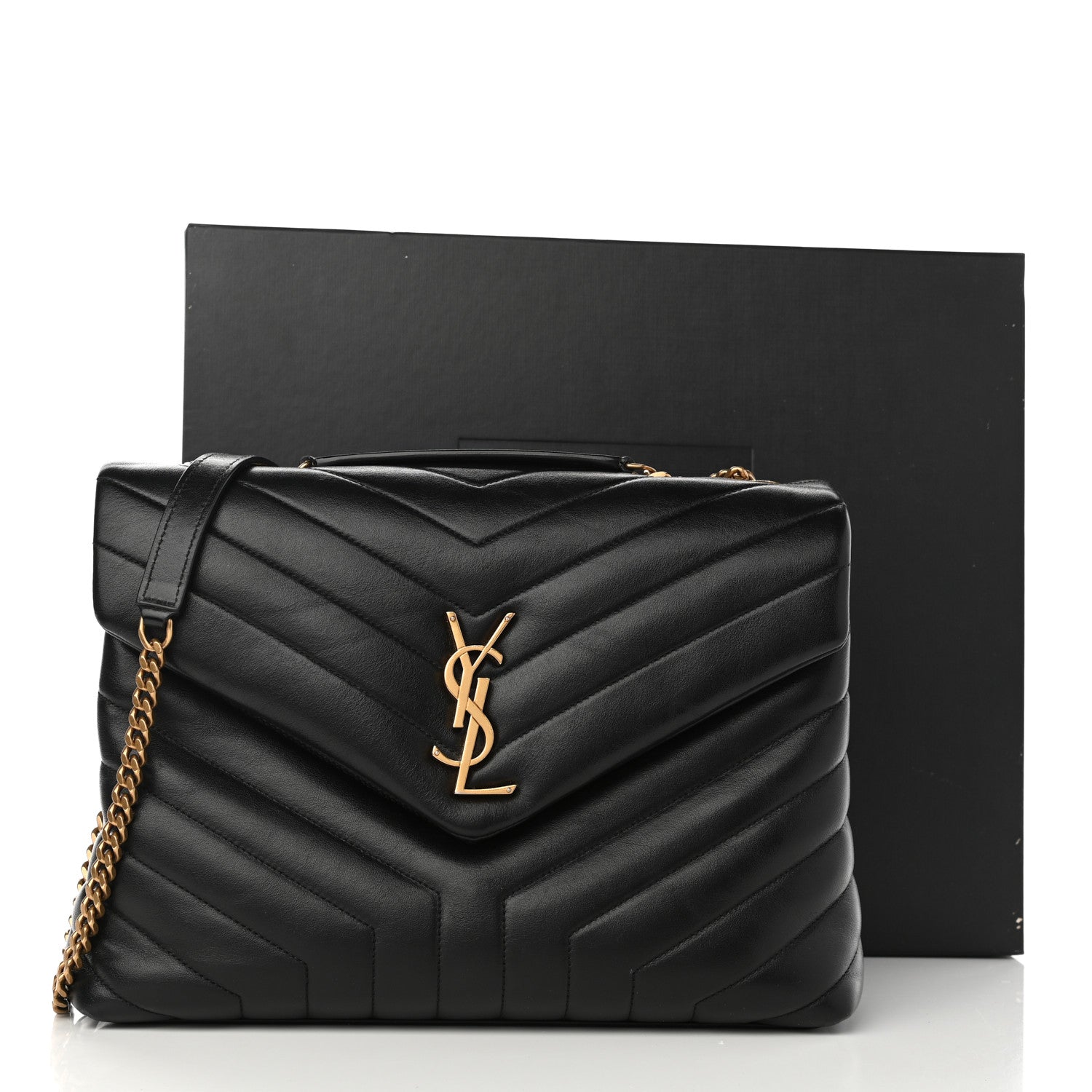 Saint Laurent Calfskin Y Quilted Monogram Medium Loulou Chain Satchel Black 15 of 15