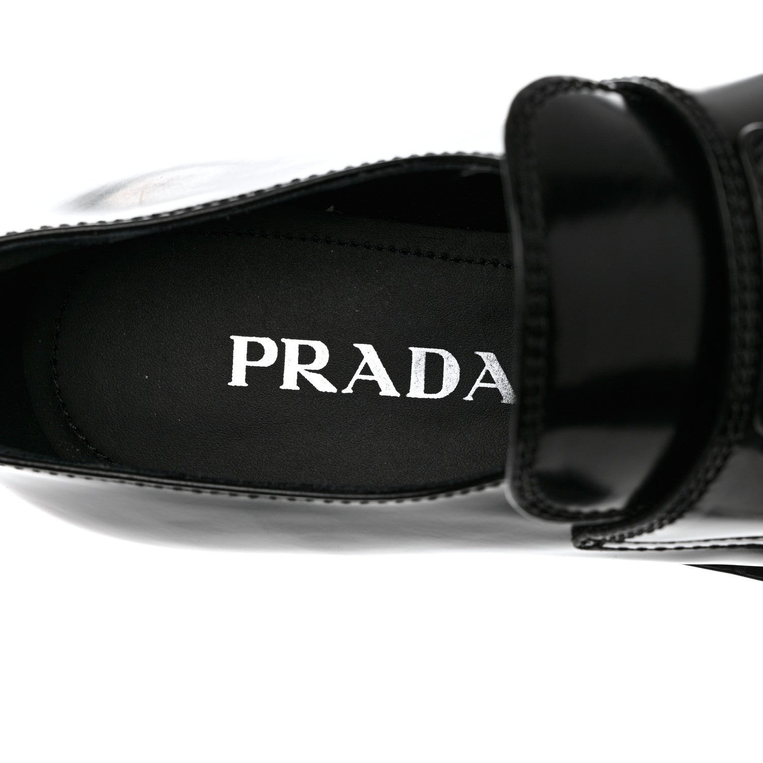 Prada Spazzolato Metal Triangle Logo 50mm Loafers 37 Black 7 of 8