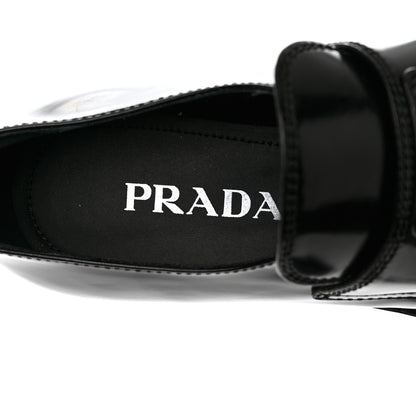Prada Spazzolato Metal Triangle Logo 50mm Loafers 37 Black 7 of 8