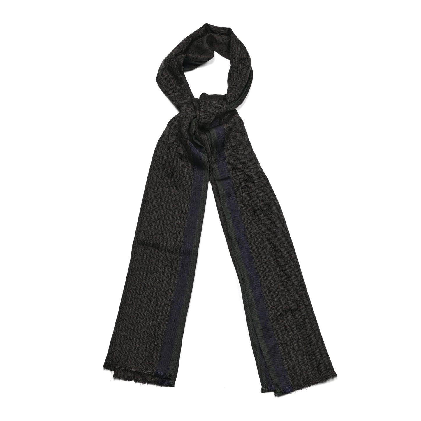 Silk Cashmere Monogram Web Scarf Brown